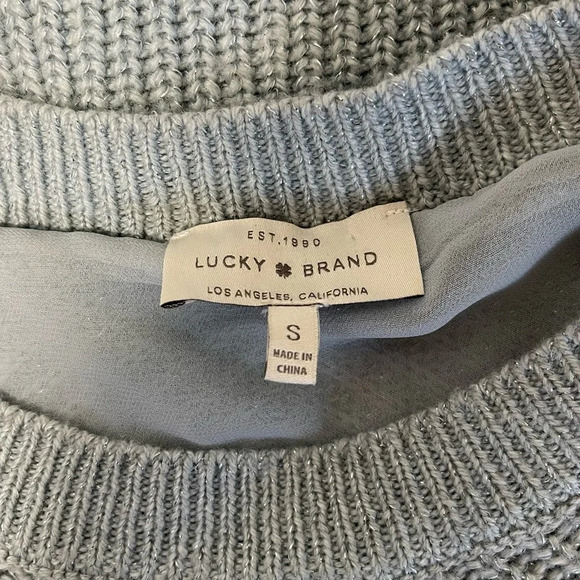 Lucky Brand Mint Green Metallic Knit Lined Pullover Sweater Small Women’s - Picture 11 of 13
